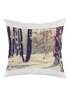 Buy Painting Cotton Tree Printed Pillow White/Brown/Black 40x40cm in Egypt