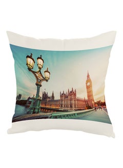 Buy Painting London Printed Pillow Blue/White/Green 40x40cm in Egypt