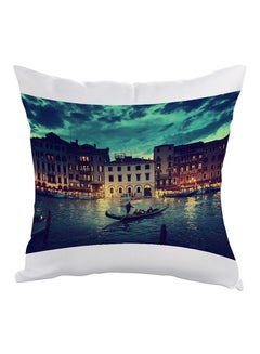 Buy Painting Venice Printed Pillow Brown/Blue/Green 40 x 40cm in Egypt