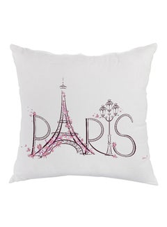 اشتري وسادة بطبعة برج إيفل في باريس أبيض/ وردي 40 x 40سم في مصر