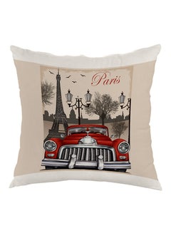 Buy Paris Printed Pillow Beige/Red/Black 40 x 40cm in Egypt