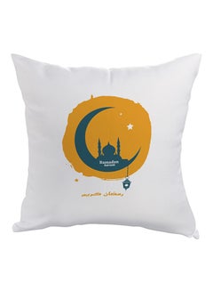 Buy Ramadan Kareem Printed Pillow White/Orange/Green 40x40cm in UAE