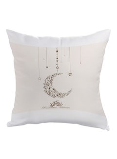 Buy Ramadan Kareem Printed Pillow Beige/Brown 40x40cm in UAE