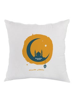 Buy Ramadan Kareem Printed Pillow White/Yellow/Green 40x40cm in UAE