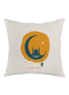 اشتري وسادة زينة مطبوع عليها عبارة "Ramadan Kareem" أبيض/أصفر/أخضر 40 x 40سم في الامارات