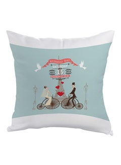 Buy Romantic Classic Printed Throw Pillow Blue/Brown/White 40 x 40cm in Egypt