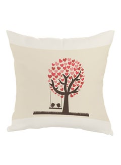 Buy Heart Tree Printed Pillow Beige/White/Brown 40x40cm in Egypt