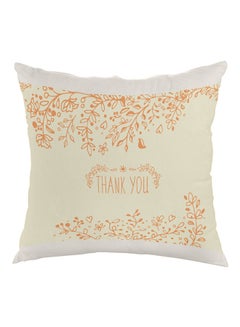 Buy Thank You Printed Pillow Beige/White/Orange 40 x 40cm in Egypt