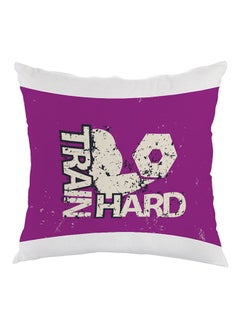 Buy Train Hard Printed Pillow Pink/White 40 x 40cm in Egypt