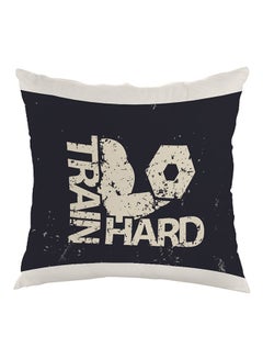 Buy Train Hard Printed Pillow Black/Beige/White 40 x 40cm in Egypt