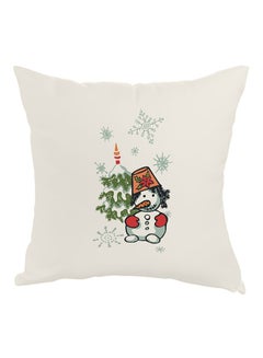 Buy Winter Season Printed Pillow White/Green/Red 40 x 40cm in Egypt