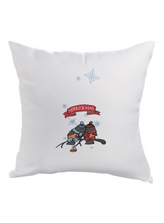 Buy Winter Season Printed Pillow cover polyester White/Red/Grey 40 x 40cm in Egypt