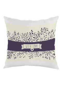 Buy With Love Printed Pillow cover velvet Yellow/Purple/White 40 x 40cm in Egypt