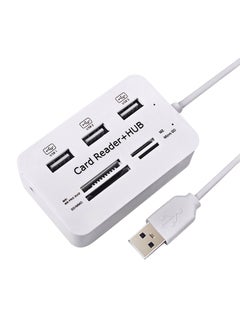 Buy 3-Ports USB Hub And High Speed External Memory Card Reader White in Egypt