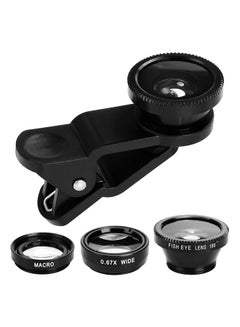 Buy 3-In-1 Fish Eye Wide Angle Macro Camera Lens Kit Black in Egypt