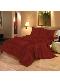 Buy 3-Piece Duvet Set Burgundy Super King in UAE