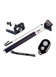 Buy Monopod With Mobile Holder Clip And Bluetooth Shutter Remote For Smartphones Black in UAE