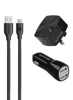 Buy Universal Charger Kit, Ultra-Fast 3-In-1 Dual USB 2.4A Wall Charger and 3.1A Car charger with 1.2m USB Type-C Sync Charge Cable for Samsung Galaxy S9, S9+, Note 8, USB Devices, UniCharger black in Saudi Arabia