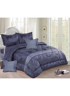 Buy 6-Piece Floral Printed Comforter Set Microfiber Blue/Black in UAE