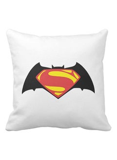 Buy Batman And Superman Printed Pillow White/Black/Red 40x40centimeter in UAE