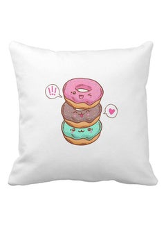 Buy Cute Donuts Printed Pillow White/Brown/Green 40x40centimeter in UAE