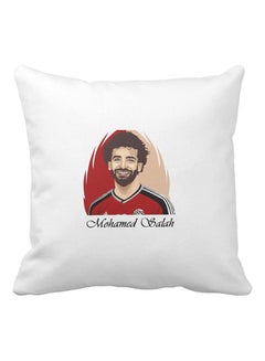 Buy Mohamed Salah Printed Pillow White/Red/Black 40x40centimeter in Saudi Arabia