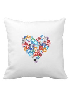 Buy Social Media Love Printed Pillow White/Red/Blue 40x40centimeter in UAE