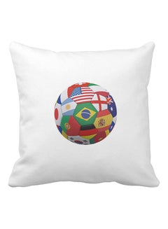 Buy World Football Printed Pillow White/Green/Blue 40x40cm in UAE
