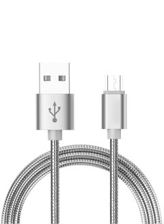 Buy Double Sided Micro USB To USB 2.0 Charging And Sync Data Cable Silver in UAE