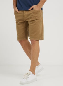 Buy Twill Shorts Brown Khaki in UAE