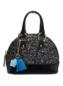 Buy Sequin Pattern Leather Shoulder Bag Black in Saudi Arabia