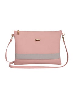 Buy Zipper Closure Leather Crossbody Bag Pink in UAE