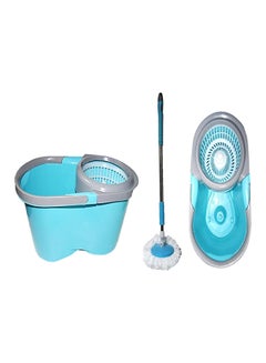 Buy 2-Piece 360 Degree Spin Mop With Bucket Set Blue/Grey 25x22centimeter in Saudi Arabia