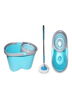 Buy Rotating Spin Mop With Bucket Sky Blue/Grey/White in UAE