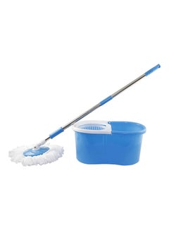 Buy 2-Piece Spin Mop With Bucket Set Blue/White in Saudi Arabia
