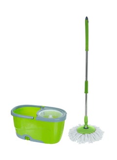 Buy 360 Grade Rotating Mop With Bucket Green/Grey/White in UAE