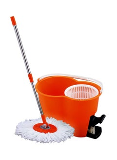 Buy Spin Cleaning Mop With Pedal Bucket Orange/White in UAE