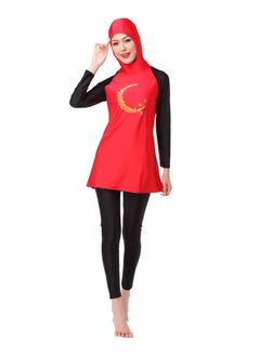 Buy Long Sleeve Islamic Burkinis Red/Black in Saudi Arabia