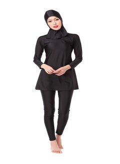 Buy Long Sleeves Islamic Three Piece Burkinis Black in Saudi Arabia