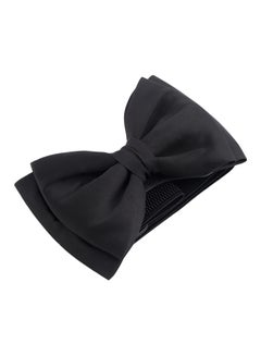 Buy Bowknot Elastic Wide Stretch Bow Buckle Waist Belt Black in UAE