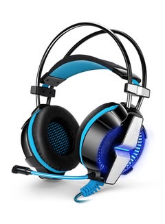 Buy Stereo Bass Wired Over-Ear Headset With Microphone Black/Blue/Silver in UAE
