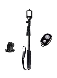 Buy Bluetooth Monopod Selfie Stick With Remote And Tripod Mount Adapter Black in Saudi Arabia