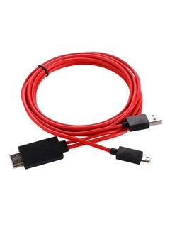 اشتري كابل MHL مايكرو USB إلى HDMI عالي الوضوح للتلفزيون أحمر وأسود في الامارات