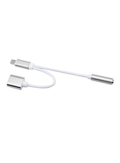 Buy 2-In-1 Lightning To Female 3.5 mm And Lightning Adapter Silver/White in UAE