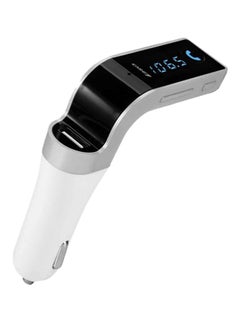 Buy Wireless Bluetooth Hands-Free USB Port Car Charger Grey/White in Saudi Arabia