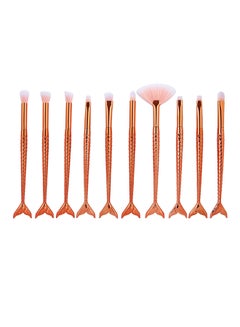 Buy 10 Piece Make Up Brush Set Rose Gold in UAE