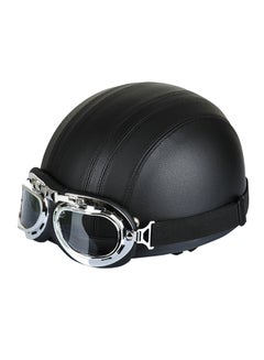 Buy Open Face Half Helmet With Visor And UV Goggles in UAE