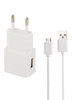 Buy Travel Charger With Micro 5 Pin USB Sync Cable (EU Plug) White in UAE