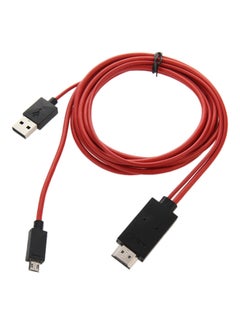 Buy Micro USB MHL With USB To HDMI Adapter Cable Red/Black in Saudi Arabia