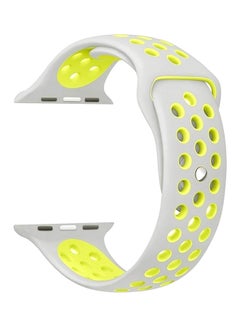 Buy Silicone Replacement Band For Apple Watch Series 3/2/1 38mm Yellow/Silver in Saudi Arabia